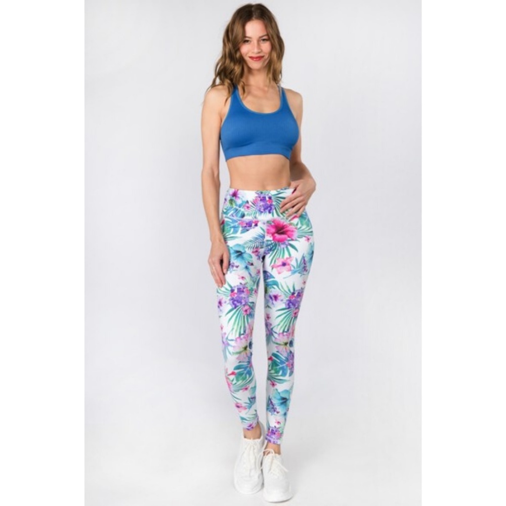 Active High Rise Tropical Floral Printed Leggings - Picture 2 of 6